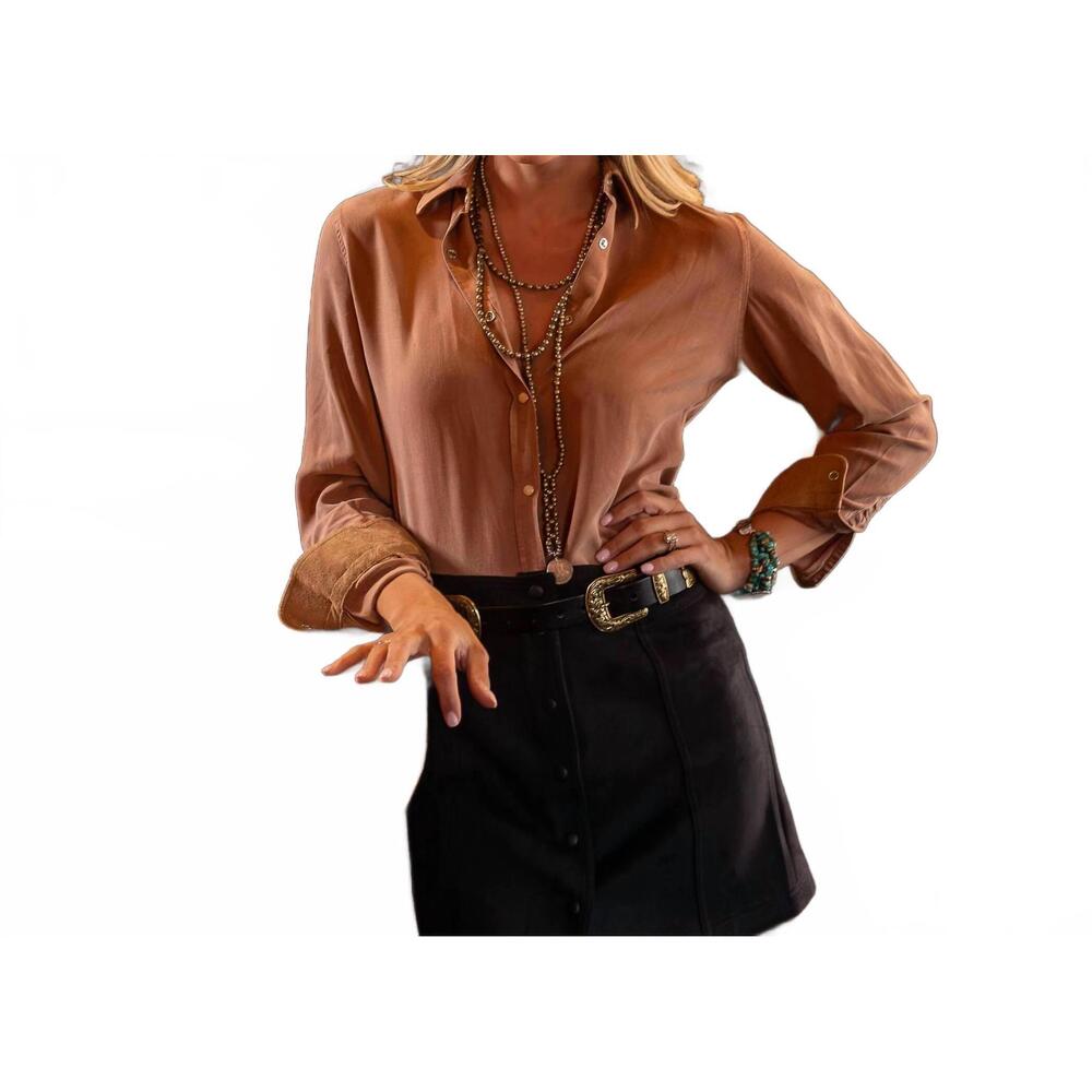 NEW MADISON CREEK OUTFITTERS claire solid shirt in copper